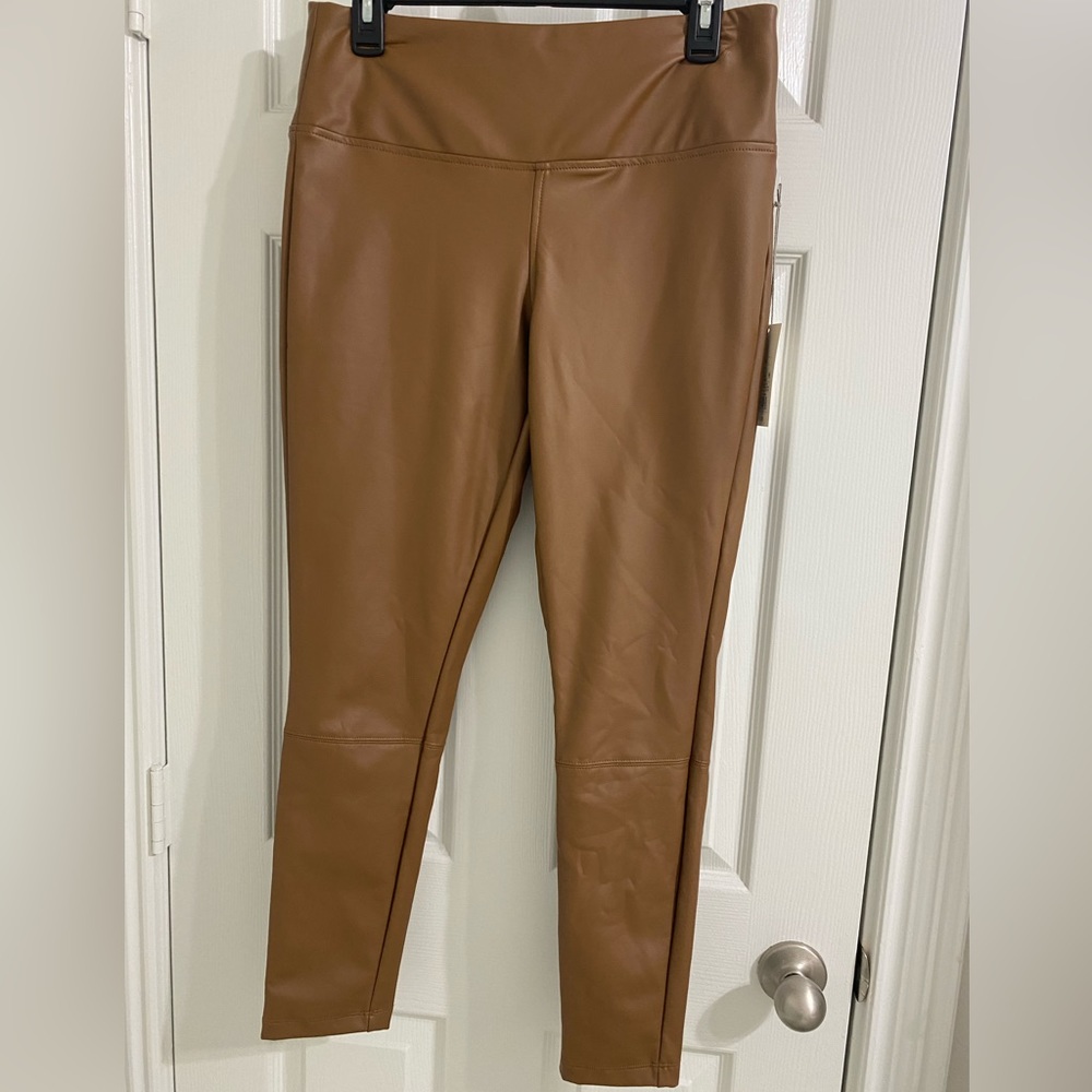 NWT - A New Day Faux Leather Leggings in Cognac/Brown - Size Medium